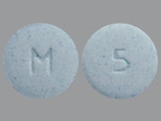 Metolazone: This is a Tablet imprinted with M on the front, 5 on the back.