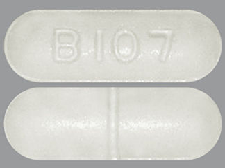 This is a Tablet imprinted with B107 on the front, nothing on the back.