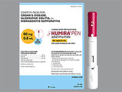 Humira: Esto es un Kit De Inyector De Pluma imprimido con nada en la parte delantera, nada en la parte posterior, y es fabricado por None.