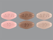 Otezla: This is a Tablet Dose Pack imprinted with APR on the front, 10 or 20 or 30 on the back.