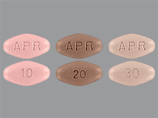 This is a Tablet Dose Pack imprinted with APR on the front, 10 or 20 or 30 on the back.