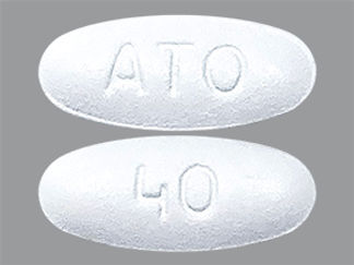 This is a Tablet imprinted with ATO on the front, 40 on the back.