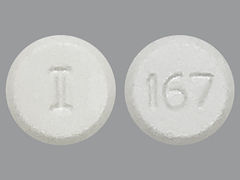 Esto es un Tableta blanco redondo imprimido con 167 en la parte delantera, I en la parte posterior, y es fabricado por METHOD PHARMACE.