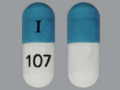 This is a white oblong Capsule imprinted with I on the front, 107 on the back, and is manufactured by CAMBER PHARMACE.