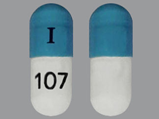 This is a Capsule imprinted with I on the front, 107 on the back.