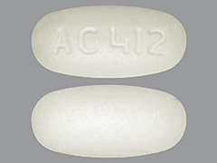 This is a white oval Tablet imprinted with AC412 on the front, nothing on the back, and is manufactured by TORRENT PHARMAC.