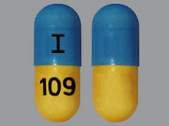 This is a yellow oblong Capsule imprinted with I on the front, 109 on the back, and is manufactured by NORTHSTAR RX LL.