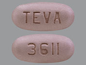 Pirfenidone: This is a Tablet imprinted with 3611 on the front, TEVA on the back.