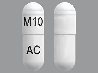 This is a Capsule Er Biphasic 50-50 imprinted with M10 on the front, AC on the back.