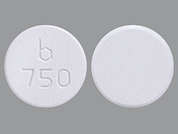 Lanthanum Carbonate: Esto es un Tableta Masticable blanco redondo imprimido con b  750 en la parte delantera, nada en la parte posterior, y es fabricado por TEVA USA.
