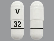 Droxidopa: This is a Capsule imprinted with V on the front, 32 on the back.