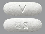 Deferasirox: This is a Tablet imprinted with V on the front, 58 on the back.