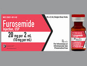 Furosemide: Esto es un Vial imprimido con nada en la parte delantera, nada en la parte posterior, y es fabricado por None.