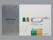 Afrezza: Esto es un Cartucho Con Inhalador imprimido con nada en la parte delantera, nada en la parte posterior.