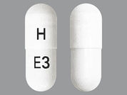 Esomeprazole Magnesium: Esto es un Cápsula Dr imprimido con H en la parte delantera, E3 en la parte posterior, y es fabricado por None.