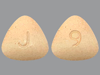 This is a Tablet imprinted with J on the front, 9 on the back.