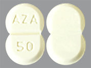 Azathioprine: Esto es un Tableta imprimido con AZA  50 en la parte delantera, nada en la parte posterior, y es fabricado por None.