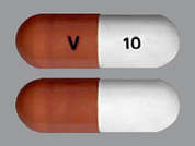 Venlafaxine Hcl Er: This is a peach oblong Capsule Er 24 Hr imprinted with V on the front, 10 on the back, and is manufactured by CAMBER PHARMACE.