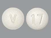 Zafirlukast: This is a Tablet imprinted with V on the front, 17 on the back.