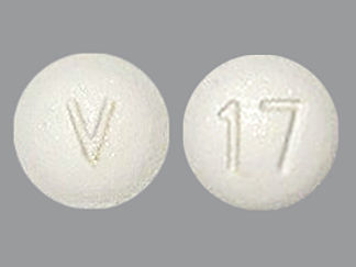 This is a Tablet imprinted with V on the front, 17 on the back.