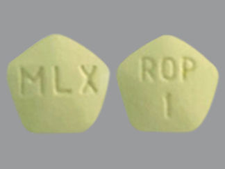 This is a Tablet imprinted with ROP  1 on the front, MLX on the back.