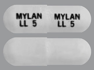 Esto es un Cápsula imprimido con MYLAN  LL 5 en la parte delantera, MYLAN  LL 5 en la parte posterior, y es fabricado por None.