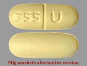 Tramadol Hcl: This is a Tablet imprinted with 355 U on the front, nothing on the back.