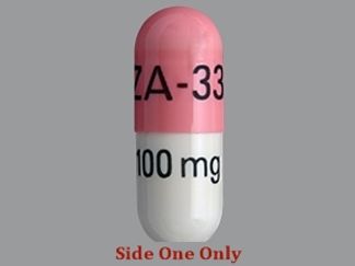 Esto es un Cápsula imprimido con ZA-33 en la parte delantera, 100 mg en la parte posterior, y es fabricado por None.