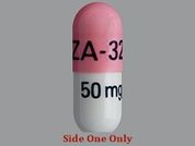 Zonisamide: This is a Capsule imprinted with ZA-32 on the front, 50 mg on the back.