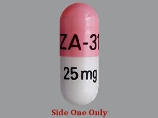Esto es un Cápsula imprimido con ZA-31 en la parte delantera, 25 mg en la parte posterior, y es fabricado por None.