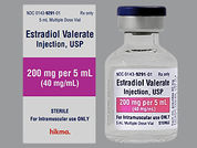 Estradiol Valerate: Esto es un Vial imprimido con nada en la parte delantera, nada en la parte posterior, y es fabricado por None.