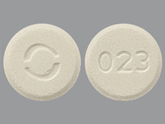 This is a Tablet imprinted with 023 on the front, logo on the back.