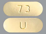 Quetiapine Fumarate Er: This is a yellow oblong Tablet Er 24 Hr imprinted with 73 on the front, U on the back, and is manufactured by BLUEPOINT LABOR.