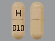 Dabigatran Etexilate: This is a Capsule imprinted with H on the front, D10 on the back.