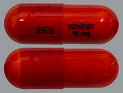 Phenoxybenzamine Hcl: Esto es un Cápsula rojo oblongo imprimido con 365 en la parte delantera, novitium  10 mg en la parte posterior, y es fabricado por NOVITIUM/ANI PH.
