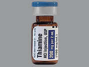 Thiamine Hcl: Esto es un Vial incoloro imprimido con nada en la parte delantera, nada en la parte posterior, y es fabricado por WEST-WARD/HIKMA.
