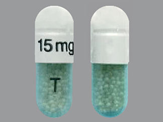 Esto es un Cápsula Er 24 Hr imprimido con 15 mg en la parte delantera, T en la parte posterior, y es fabricado por None.