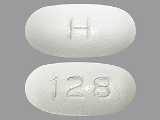 This is a Tablet imprinted with H on the front, 128 on the back.