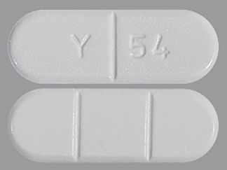 This is a Tablet imprinted with Y 54 on the front, nothing on the back.