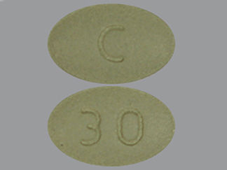 This is a Tablet imprinted with C on the front, 30 on the back.