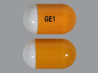 This is a Capsule Er 24hr Degradable imprinted with GE1 on the front, nothing on the back.