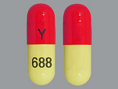 This is a yellow oblong Capsule Er 12 Hr imprinted with Y on the front, 688 on the back, and is manufactured by NORTHSTAR RX LL.