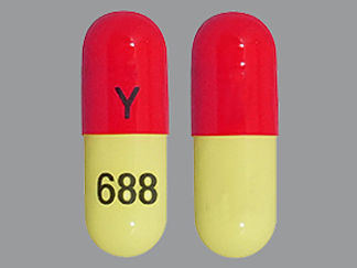 This is a Capsule Er 12 Hr imprinted with Y on the front, 688 on the back.