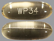 Lovaza: This is a Capsule imprinted with WP34 on the front, nothing on the back.