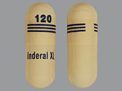 Inderal Xl: This is a Capsule Er 24 Hr imprinted with 120 on the front, INDERAL XL on the back.