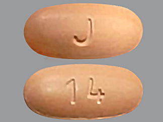 This is a Tablet imprinted with J on the front, 14 on the back.