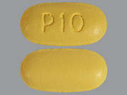 Potassium Chloride: Esto es un Tableta LP amarillo oblongo imprimido con P10 en la parte delantera, nada en la parte posterior, y es fabricado por TWI/UPSHER.
