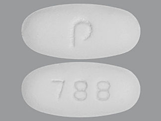 This is a Tablet imprinted with p on the front, 788 on the back.