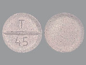 Clorazepate Dipotassium: Esto es un Tableta imprimido con T  45 en la parte delantera, nada en la parte posterior, y es fabricado por None.