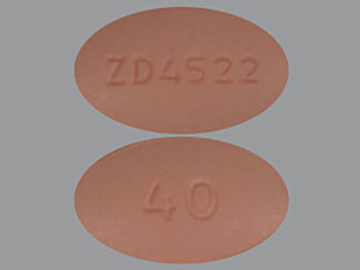 This is a Tablet imprinted with ZD4522 on the front, 40 on the back.
